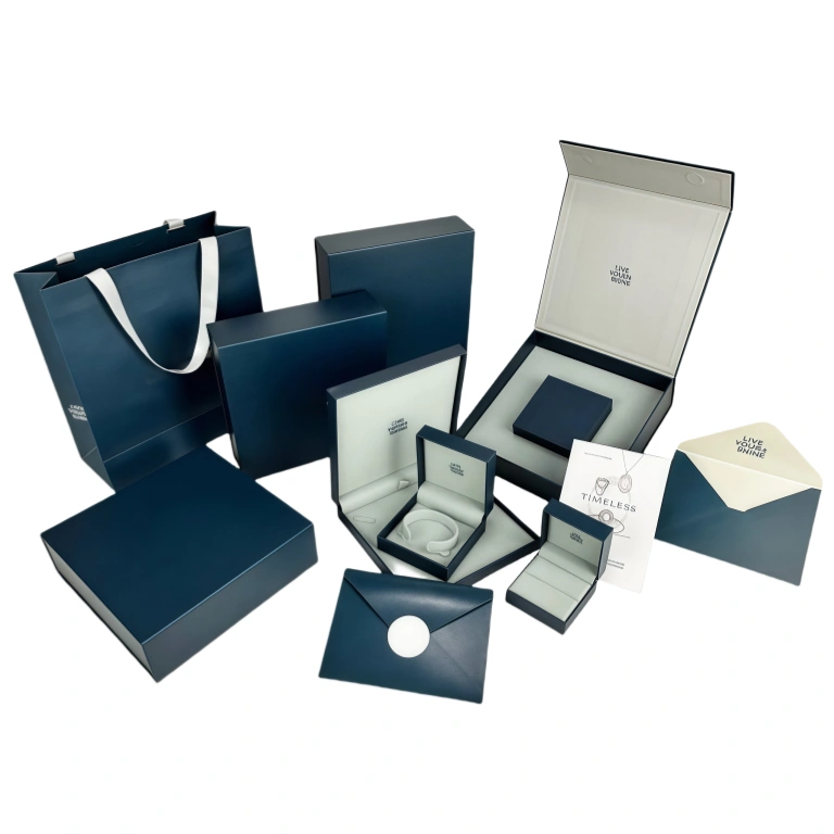 Blue Jewelry Box Set With Envelope