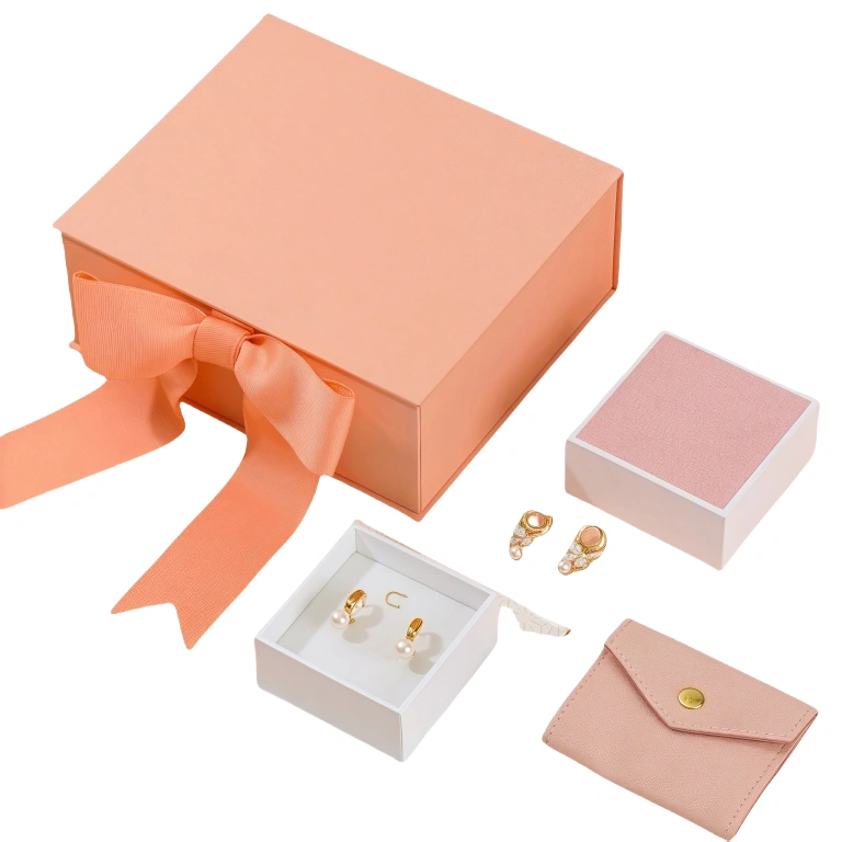 Orange PU Leather Jewelry Box Set