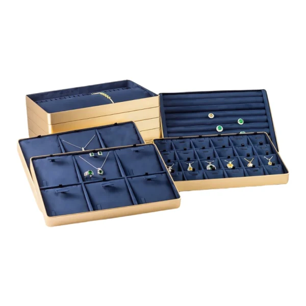 Metal and Velvet Simple-style Jewelry Display Tray