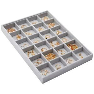 Luxury Velvet Jewelry Tray Stackable 24 Grid Organizer