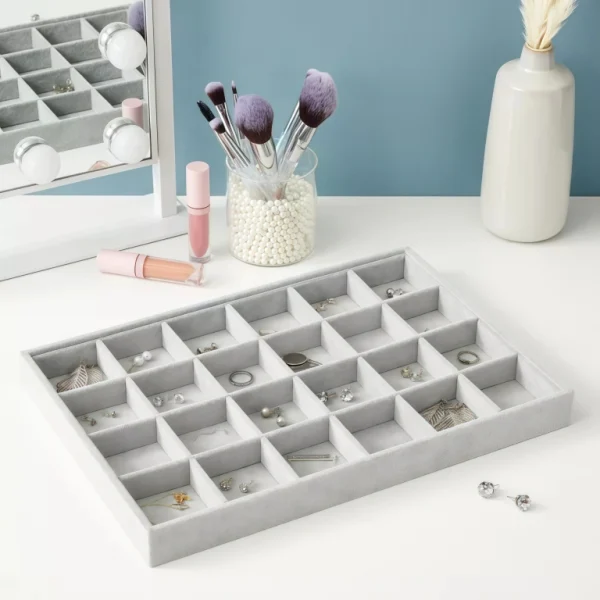 Luxury Velvet Jewelry Tray Stackable 24 Grid Organizer