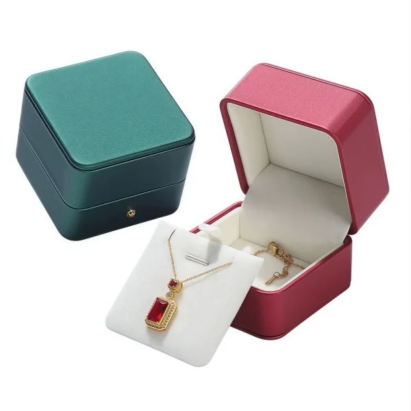 Multi-Color Rounded Corners PU Leather Necklace Box
