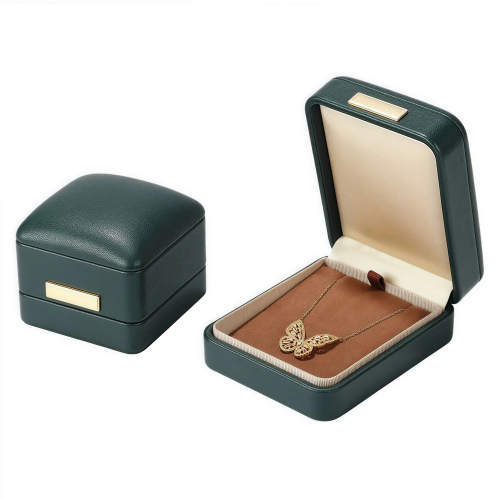 Multi-Color Gold Label PU Leather Necklace Box - Image 1