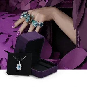 High-end Purple Square Rounded Corners Necklace Box - Image 2
