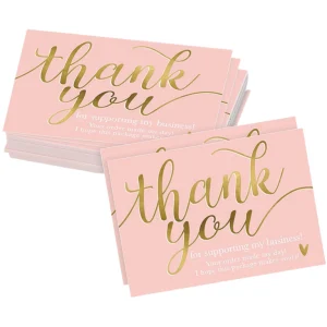 Thanks-Card Customized Hot Stamping Pink Floral Gift Thank You Card