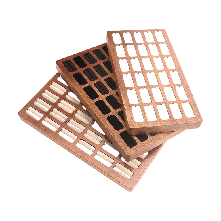Custom Solid Wood Velvet Jewelry Display Tray - Image 1