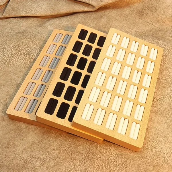 Custom Solid Wood Velvet Jewelry Display Tray