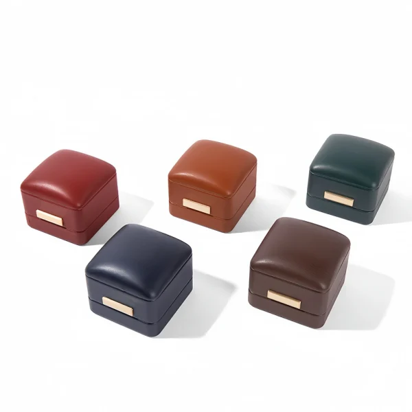 Multi-Color Gold Label PU Leather Necklace Box