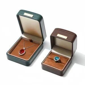 Multi-Color Gold Label PU Leather Necklace Box - Image 2