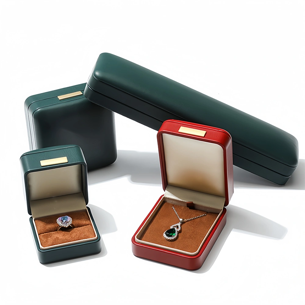 Multi-Color Gold Label PU Leather Necklace Box - Image 3