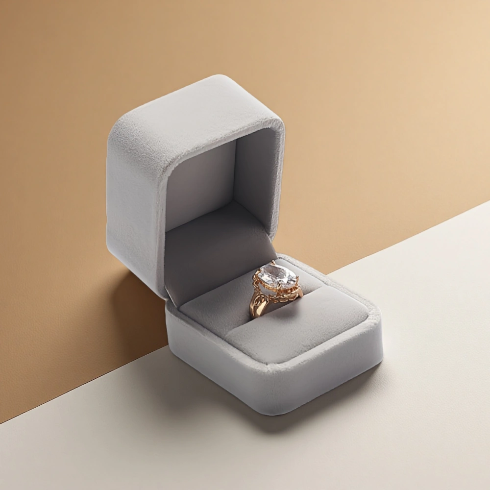 Custom Luxury Velvet Wedding Promise Ring Box - Image 3