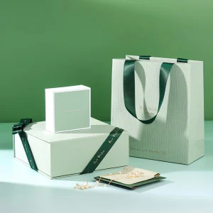 Elegant Green Jewelry Box Set with Gift Bag - Image 3