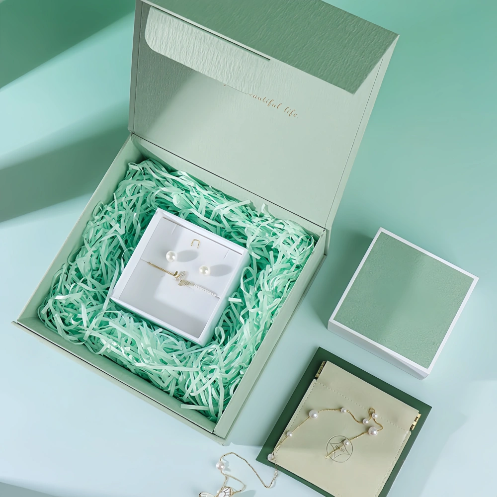 Elegant Green Jewelry Box Set with Gift Bag - Image 2