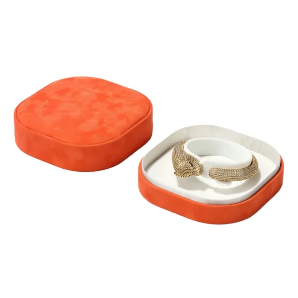 New Style Rounded Edges Velvet Lid Bracelet Box