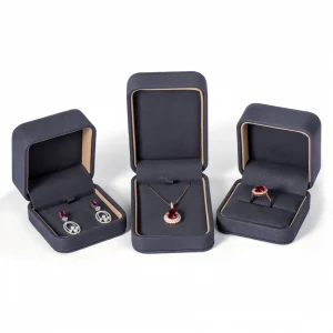 Elegant Deep-Gray Flip-Top Microfiber Earring Box - Image 3