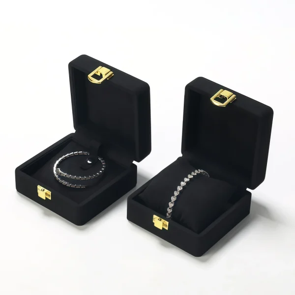 High-End Microfiber Metal Buckle Bracelet Box