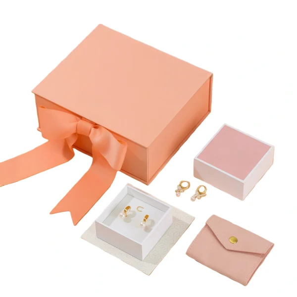Luxury Orange Jewelry Box Set with Gift Bag