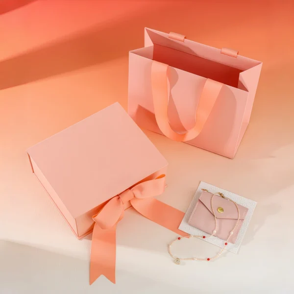 Luxury Orange Jewelry Box Set with Gift Bag