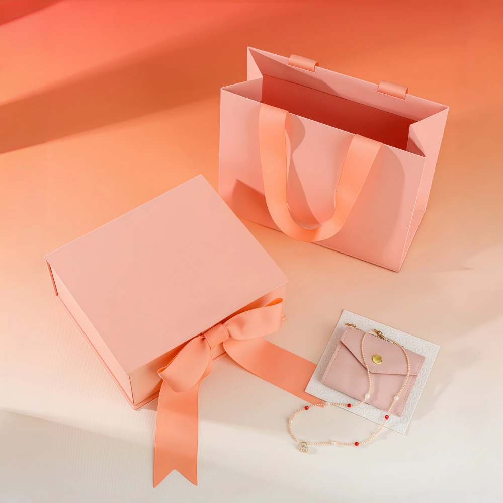 Luxury Orange Jewelry Box Set with Gift Bag - Image 4