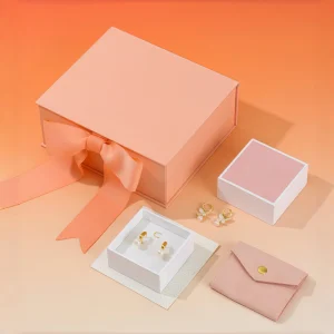 Luxury Orange Jewelry Box Set with Gift Bag - Image 3
