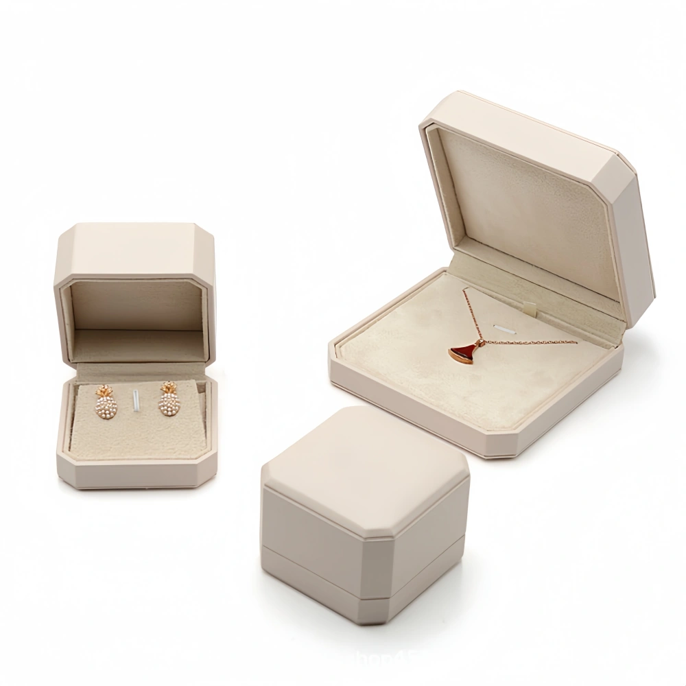 Luxury Off-White Flip-Top PU Leather Earring Box - Image 3