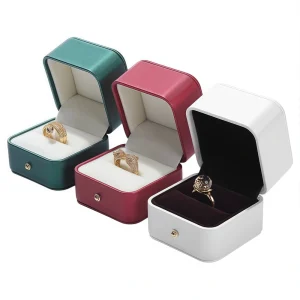 Custom Color Engagement PU Leather Storage Ring Box - Image 1