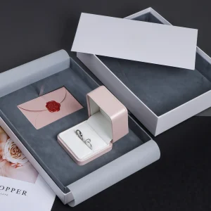 High-End Pink & White Jewelry Box Set with Envelope - Image 3