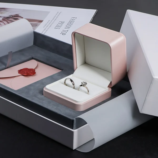 High-End Pink & White Jewelry Box Set with Envelope