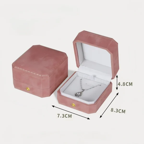 Custom Luxury Eight Corners Pink Velvet Necklace Box