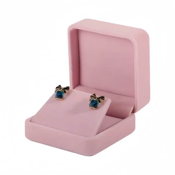 High-end Flip-Top Pink Velvet Earring Box