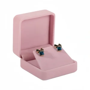 Yaneng-Pink-Velvet-Earring-Box (2) High-end Flip-Top Pink Velvet Earring Box