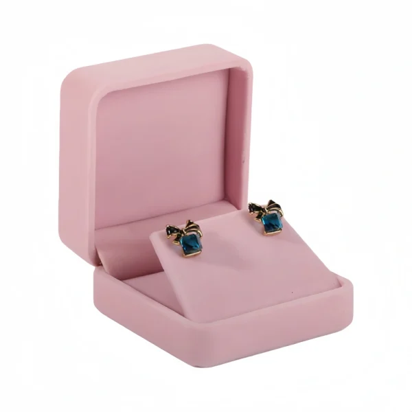High-end Flip-Top Pink Velvet Earring Box