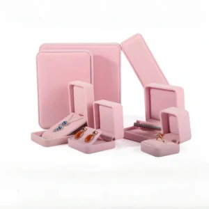 High-end Flip-Top Pink Velvet Earring Box - Image 4
