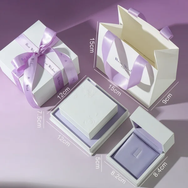 Bowknot High-end Embossed Pattern Jewelry Box Set