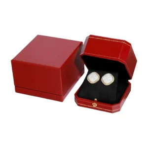 Yaneng-Red-Earring-Box (1) Custom Elegant Flip-Top Red PU Leather Earring Box