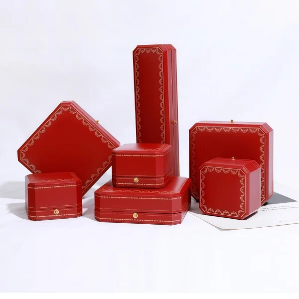 Custom Elegant Flip-Top Red PU Leather Earring Box