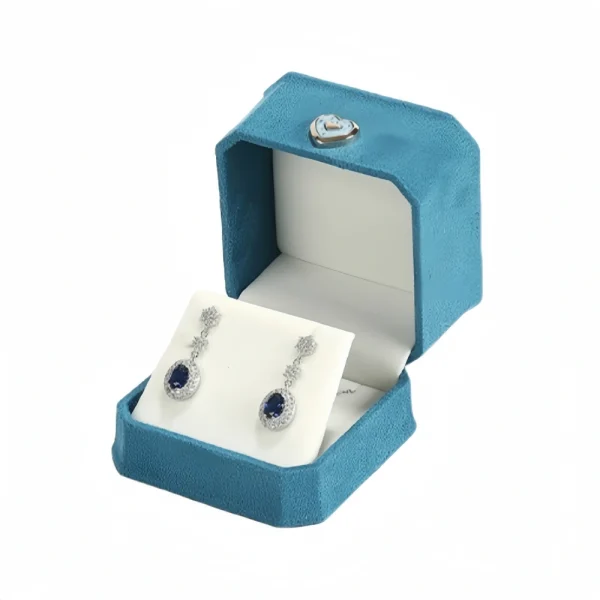Multi-Color High-end Heart Buckle Velvet Earring Box