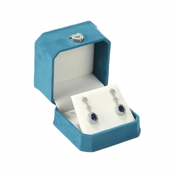 Multi-Color High-end Heart Buckle Velvet Earring Box