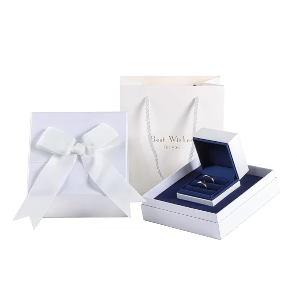Luxury White Paper Jewelry Box Set with Gift Bag