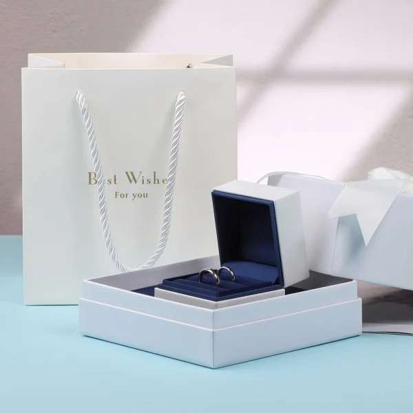 Luxury White Paper Jewelry Box Set with Gift Bag
