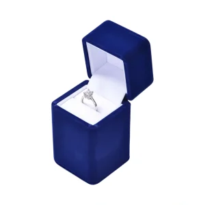 custom-jewelry-packaging-Box Custom High-End Blue Velvet Unique Engagement Ring Box