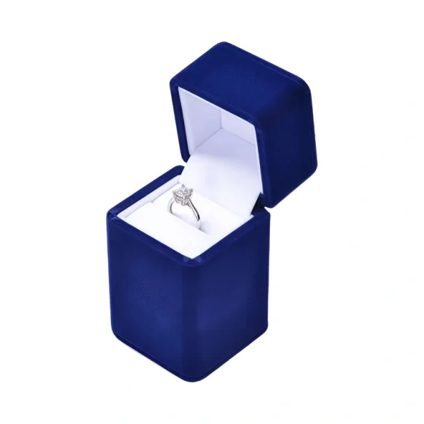 Custom High-End Blue Velvet Unique Engagement Ring Box
