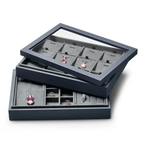 Gray PU Leather Stackable Jewelry Display Tray - Image 2