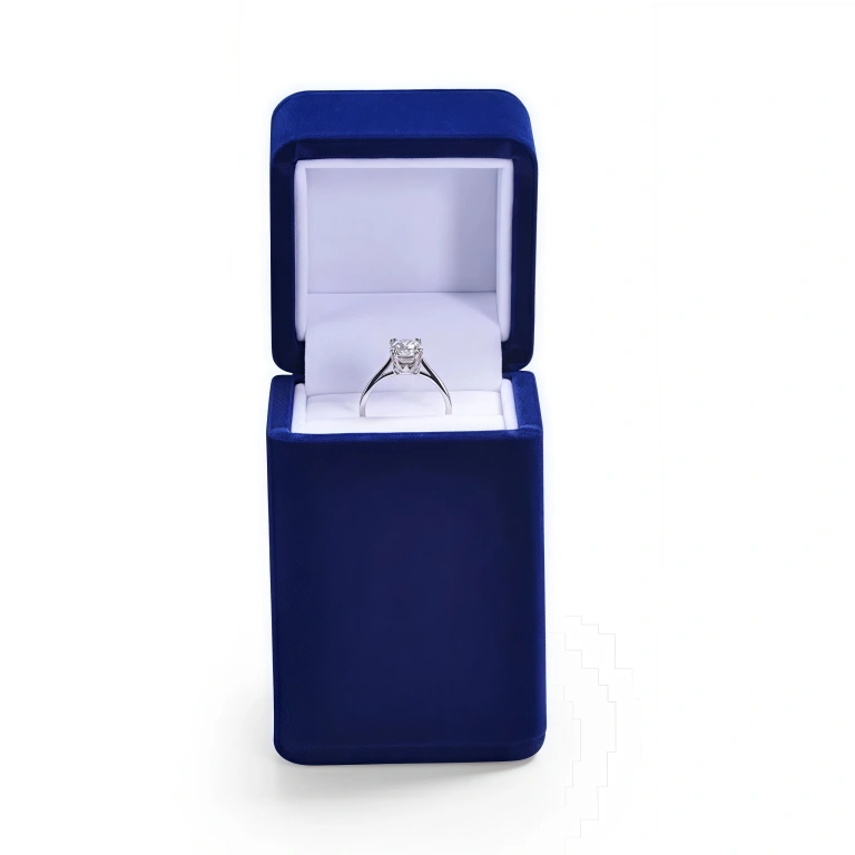 Custom High-End Blue Velvet Unique Engagement Ring Box - Image 2