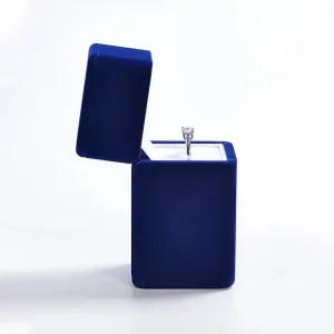 Custom High-End Blue Velvet Unique Engagement Ring Box - Image 3