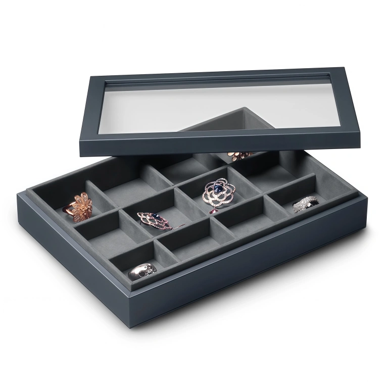 Gray PU Leather Stackable Jewelry Display Tray - Image 4