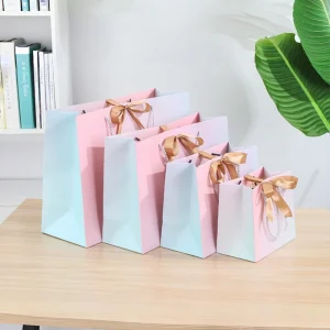 Custom Gradient Pink High-end Thickening Gift Handbag Paper Bag - Image 2