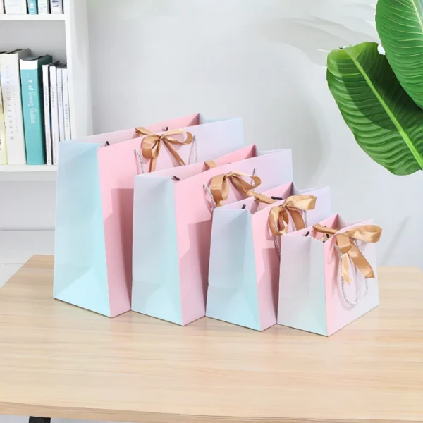Custom Gradient Pink High-end Thickening Gift Handbag Paper Bag