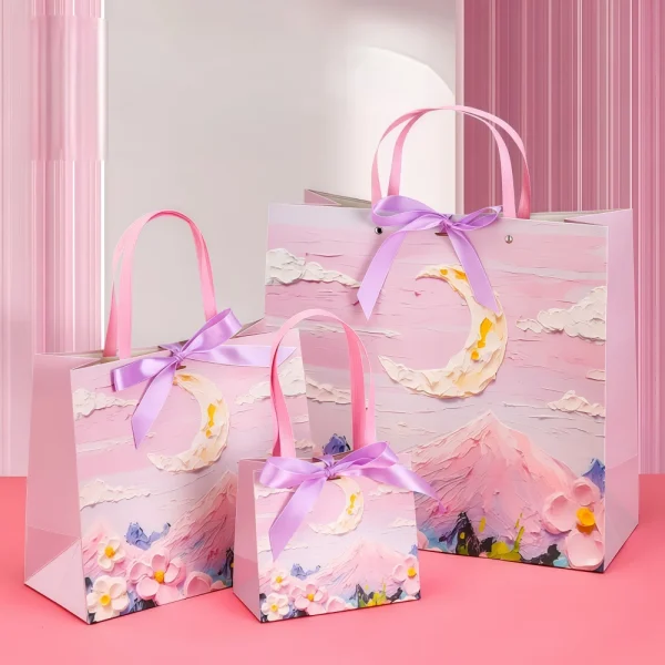 Custom Oil Painting High-end Thickening Gift Handbag Paper Bag
