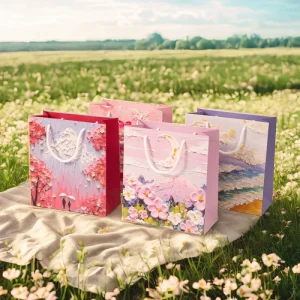 Custom Oil Painting High-end Thickening Gift Handbag Paper Bag - Image 3